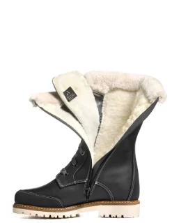 Bottes Canadiennes Anfibio Femme Cuir Doublées 100% Laine Naturelle Revers Mouton Retourné  femme