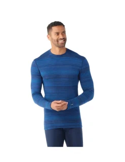 Maillot Thermique Homme 100% Laine Mérinos Smartwool Col Rond Bleu Chiné