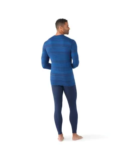 Maillot Thermique Homme 100% Laine Mérinos Smartwool Col Rond Bleu Chiné