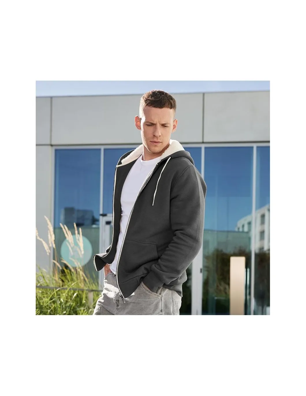 Sweatshirt à Capuche Hommme Zippé Doublé Sherpa