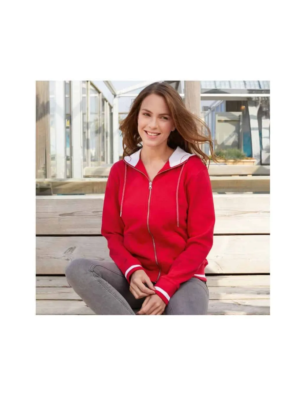 Sweatshirt Femme Doublé Zippé à Capuche Coton Premium James & Nicholson